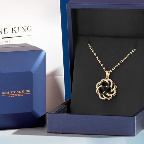 Gem Stone King 18K Yellow Gold Plated Silver Gemstone Birthstones 3 Stone Spiral Pendant Necklace for Women | Oval 6X4MM | Includes 18 Inch Chain