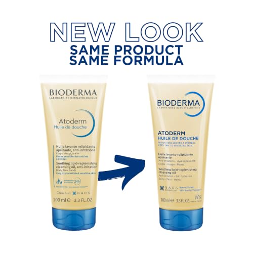 Bioderma Atoderm Shower Oil, Cleansing Oil For Face & Body, Nourishing Cleansing Oil For Dry to Atopic Sensitive Skin For Softer & Smooth Skin For Your Whole Family