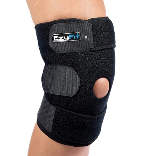 EzyFit Knee Brace - Adjustable Support for Arthritis, ACL Meniscus Tear & Knee Pain Relief or Injury Recovery - Plus Dual Side Stabilizers for Men & Women - Large Size - 14" - 17"
