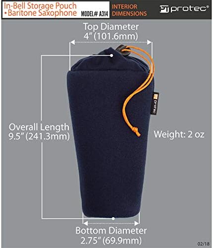 Protec Tenor Sax In-Bell Storage Pouch For Neck, Mouthpiece, & Other Accessories (A313)