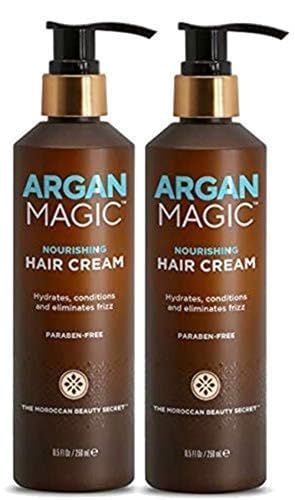 Argan Magic Nourishing Hair Cream - Hydrates, Conditions, and Eliminates Frizz for All Hair Types | Seals in Shine | Paraben Free, (8.5 oz)