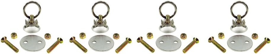 Pit Posse Aluminum L Track Anchor Tie Down Rings (4 Pack) S Track Quick Disconnect System - Enclosed Cargo Trailer, Utility, Flatbed, Truck, SUV, RV, Cargo, Hauling - 4000lb Pull Capacity (Red)