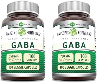 Amazing Formulas GABA Supplement | 750 Mg per Serving | 100 Veggie Capsules | Non-GMO | Gluten-Free | Made in USA | Ideal for Vegetarians