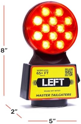 Master Tailgaters Wireless Trailer Tow Lights | Multi Functional Signal Lights | Sturdy Magnetic Mount | 65 Feet Range | 4 Pin Flat Connection