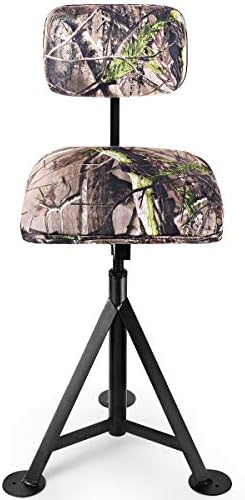 LDAILY Moccha 360 Swivel Hunting Chair, Camo Blind Chair with Detachable Backrest, Padded Seat, Height Adjustable Hunter Fishing Camping Stool