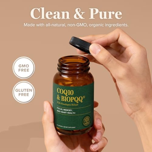 Global Healing Center CoQ10 & BioPQQ with Pure Himalayan Organic Shilajit-Antioxidant Care for Heart & Brain Health