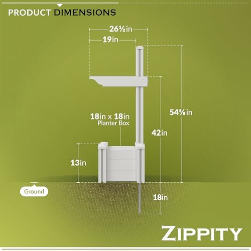 Zippity Majestic Mailbox Post w/Planter Box, White Vinyl DIY No Dig Kit | 1 Post + Planter Box, Mailbox Sold Separately, ZP19027