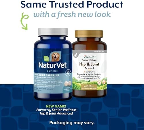 NaturVet – Senior Wellness Hip & Joint Advanced Plus Omegas | Help Support Your Pet’s Healthy Hip & Joint Function | Supports Joints, Cartilage & Connective Tissues | 120 Soft Chews