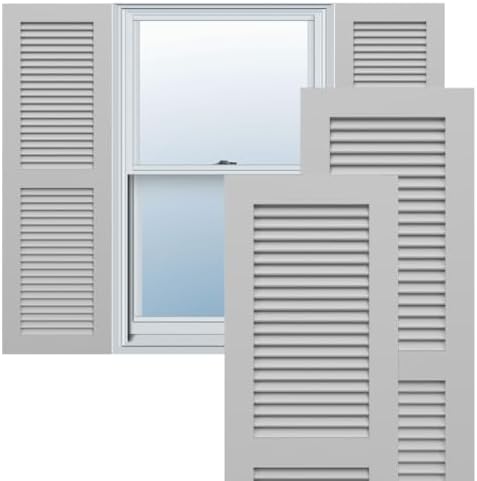 18"W x 60"H True Fit PVC Two Equal Louver Shutters, Unfinished (Per Pair - Hardware Not Included)