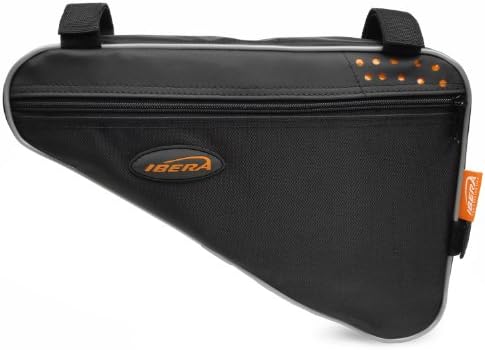 Ibera Bike Frame Bag - Slim Pouch Zipper Compartment & Velcro Mount - Water-Resistant, Fits Most Bikes - Holding Tools Snacks
