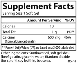 Carlson Cal-600, 600 mg, Calcium, Liquid Filled, 100 + 30 Softgels | Bone Support; Healthy Teeth; Optimal Wellness