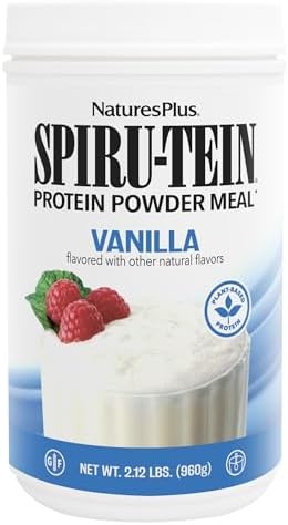 NaturesPlus SPIRU-TEIN, Vanilla - 1.06 lbs - Spirulina Protein Powder - Vitamins & Minerals for Energy - Vegetarian, Gluten Free - 16 Servings