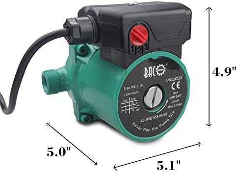 BACOENG Hot Water Recirculating Pump, Stainless Steel Head, Circulation Pump NPT 3/4", 3-Speed Control, Circulating Pump for Water Heater System