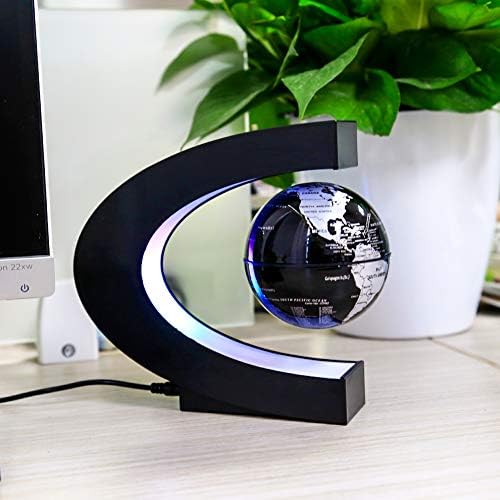 Magnetic Levitating Globe with LED Light | Cool Tech Gift for Men Father | Boys Birthday Gifts for Him | Floating Globes World Office Desk Accessories Tech Gadgets Home Decor Display- Black