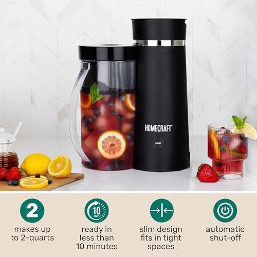 Homecraft 3-Quart Iced Coffee and Tea Maker with Filter Basket, Flavor Enhancer, Adjustable Brew Strength, Black