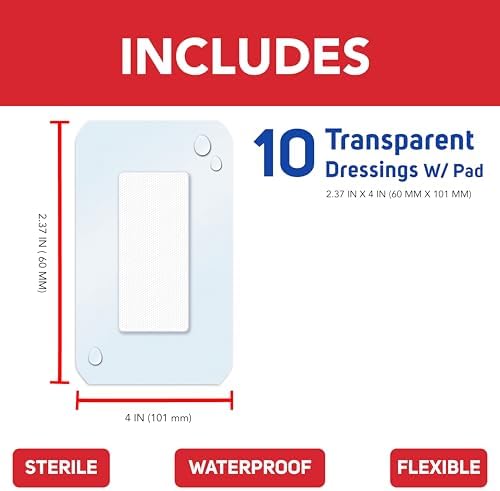 All Health Waterproof Transparent Dressing & Pad, 2.375in x 4in, 10 Count