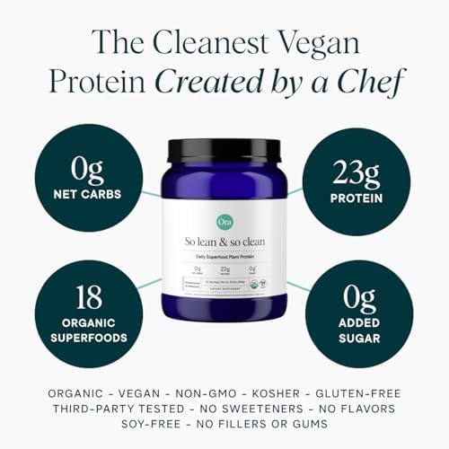 Ora Organic Plant-Based Protein Powder - 23g Protein for Women and Men - Vanilla Flavor 20 Servings, Vegan, Clean Protein, Third-Party Tested, Gluten-Free - 20 Servings