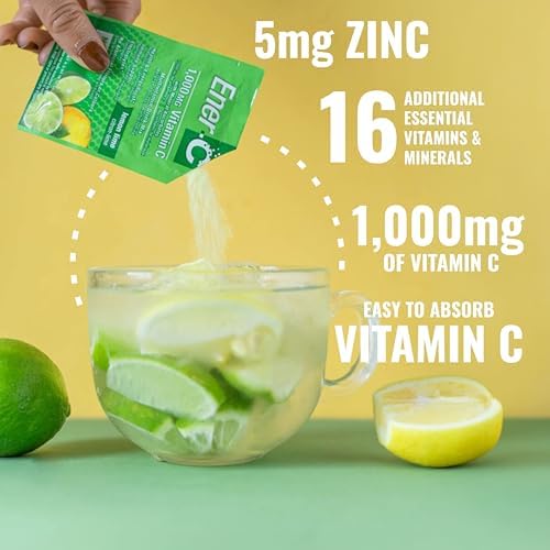 Ener-C Multivitamin Drink Mix, Electrolytes Powder - Lemon Lime, 60 Count | Vitamin Packets for Water, Vitamin Drink Mix, Hydration Liquid Mix