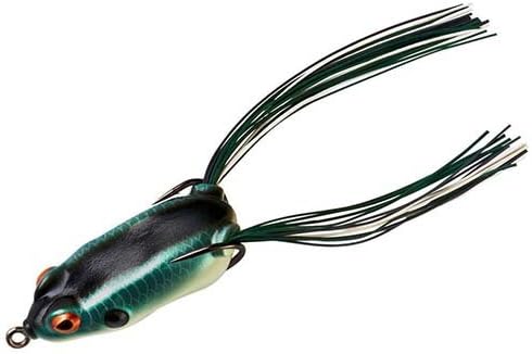 BOOYAH Poppin' Pad Crasher Topwater Bass Fishing Hollow Body Frog Lure with Weedless Hooks