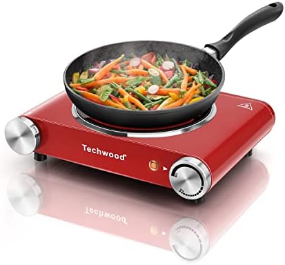 Hot Plate, Techwood Electric Stove for Cooking, 1500W Countertop Single Burner with Adjustable Temperature and Handles