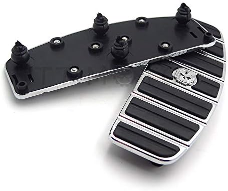 XKH- Motorcycle Chrome Skull Zombie Rider Footboard Insert Kit- Traditional D Shape Compatible with TOURING FLHT FLT FLTR FLHR FLHS SOFTAIL FLSTC