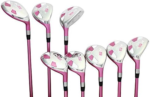 Majek Pink Senior Ladies Golf Hybrids Irons Set New Senior Women Best All True Hybrid Ultra Light Weight Forgiving Fuchsia Woman Complete Package