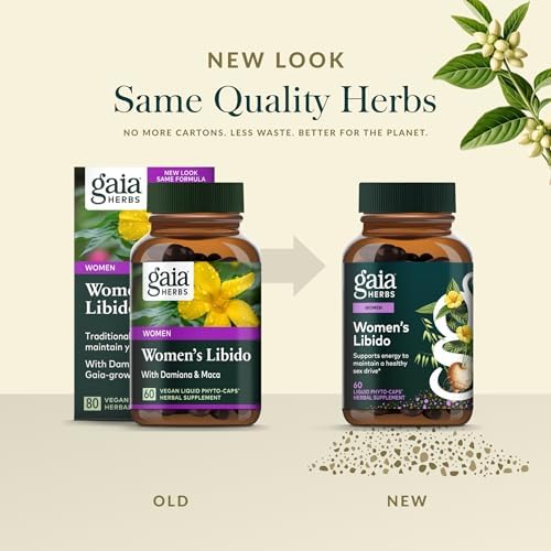 Gaia Herbs Womens Libido - Supports Energy to Maintain Healthy Libido* - with Tribulus & Horny Goat Weed - 60 Vegan Liquid Phyto-Caps (60 Servings)