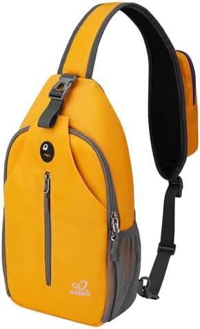 WATERFLY Crossbody Sling Backpack Sling Bag Travel Hiking Chest Bag Daypack (Black) | Small Hiking bag,Multi-compartment storage,Water-resistant,Breathable back pad,Reversible adjustable shoulder strap