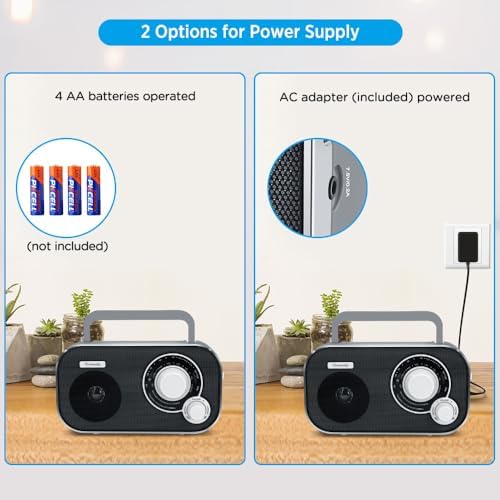DreamSky AM FM Portable Radio Plug in Wall or Battery Operated