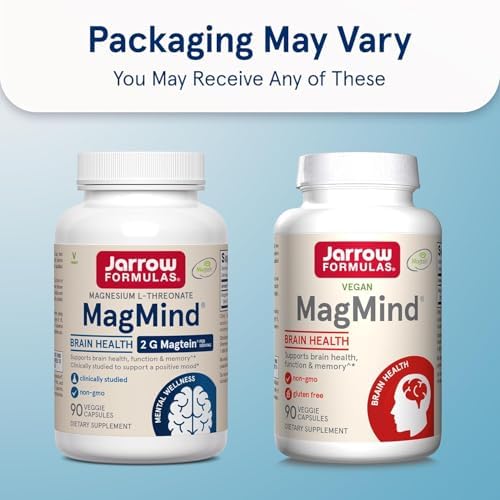 Jarrow MagMind Magtein Magnesium L-Threonate, 90 Capsules | Magnesium Supplement, Brain Supplements For Memory Support, Veggie Capsules, 30 Day Supply