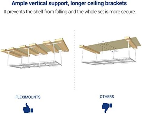 FLEXIMOUNTS 4x8 Overhead Garage Storage Rack with Hooks, Black