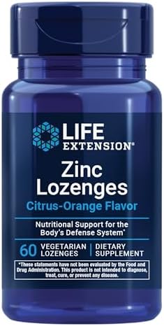 Life Extension Zinc Lozenges – Citrus-Orange Flavor – for Healthy Protein Synthesis & Immune Health - Inflammation Management Supplement - Gluten-Free, Non-GMO – 60 Vegetarian Lozenges | Made with Zinc Oxide & Zinc Gluconate, Fast-Acting Formula, Tasty C…