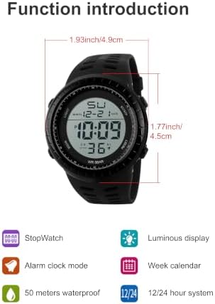 SNE Mens Digital Watch Sports Military Watches Waterproof Outdoor Chronograph Wrist Watches for Men with LED Back Ligh/Alarm/Date Simple Watch 1167