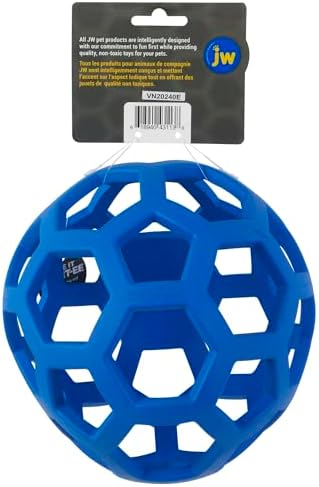 JW Pet Hol-ee Roller Dog Toy Puzzle Ball, Natural Rubber, Extra Large (7.5 Inch Diameter), Colors May Vary, (Count of 1)