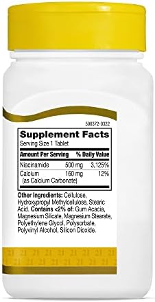 21st Century Niacinamide 500mg Prolonged Release, No Flush, 110 Count | Vitamin B-3 Niacinamide 500 mg, Energy Metabolism & Skin Health Support, No-Flush Formula, Prolonged Release, Non-GMO Tablets