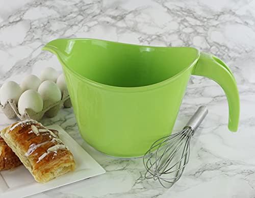 Reston Lloyd Batter Mixing Bowl with Pour Spout, 2 Quart, Heavy Duty BPA-Free Plastic - Microwave & Dishwasher Safe, Non-Slip Base