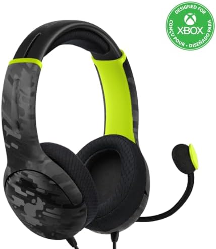 PDP Gaming AIRLITE Xbox Headset with Noise-Cancelling Microphone, Licensed Microsoft Series X|S, Xbox One Accessories, PC/Windows 10/11, Lightweight Wired Power Stereo headphones - Black