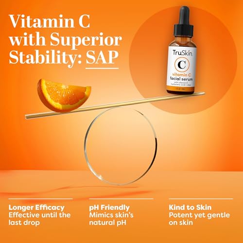 TruSkin Brightening Vitamin C Serum for Face with Hyaluronic Acid, 2 fl oz | Anti aging face serum with Vitamin E to improve the look of dark spots, fine lines, skin tone & support radiant-looking skin