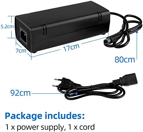 OSTENT US AC Adapter Charger Power Supply Cable Cord for Microsoft Xbox 360 E Console
