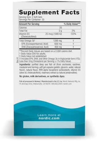 Nordic Naturals Ultimate Omega-D3,1280mg + 1000IU D3, Lemon - 90 Count