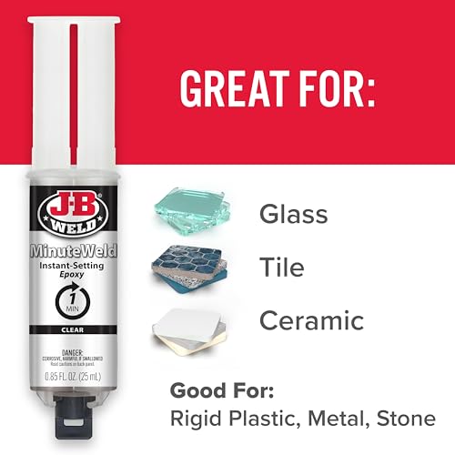 J-B Weld 50101 MinuteWeld Instant-Setting Epoxy Syringe - Clear - 25ml, 0.85 Fl Oz (Pack of 1)