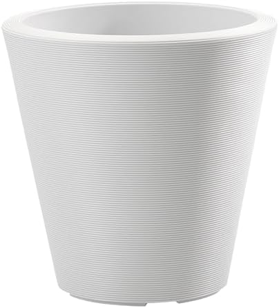 Crescent Garden Madison Planter– Weather-Resistant, Double Walled Indoor/Outdoor Plant Pot with Drain Hole – Durable All-Season Flower Container, 14" W (Cloud White)
