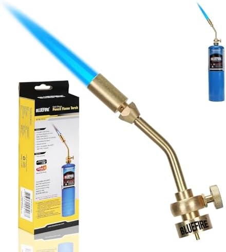 BLUEFIRE Solid Brass Jumbo Pencil Flame Gas Welding Torch Head Nozzle Upgraded Full Metal Version Fuel by MAPP MAP Pro Propane CGA600 Cylinder