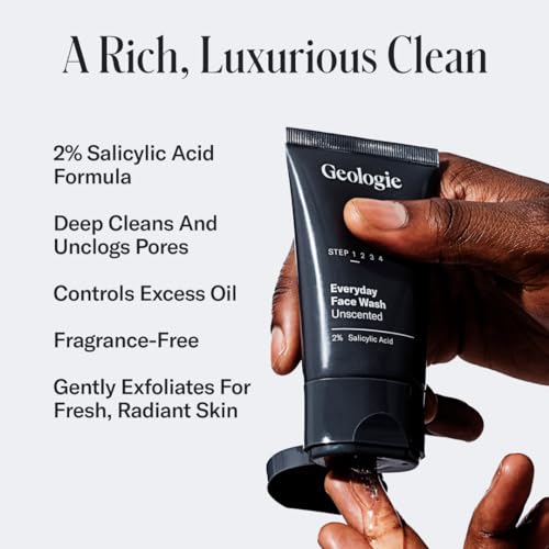 Geologie Daily Face Wash for Sensitive Skin | Fragrance-Free Facial Cleanser for Men & Women | Acne & Oil Control | Non-irritating