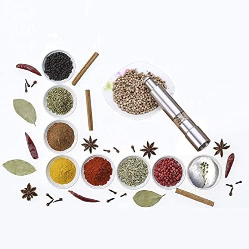 [2 Pieces] Premium Stainless Steel Salt Grinder and Pepper Mill Set for Pepper Sea Salt Himalayan Salt and Spices with Thumb Button for One Hand