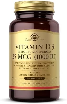 Solgar Vitamin D3 (Cholecalciferol) 25 MCG (1000 IU), 250 Servings | Helps Maintain Healthy Bones & Teeth, Immune System Support, Non-GMO, Gluten Free