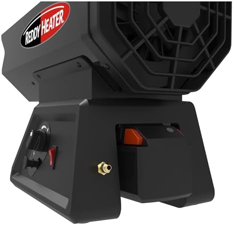 Reddy Heater 60, 000 BTU Forced Air Propane Heater, Battery Hybrid - RFG60DC | Outdoor Heater for Garage, Jobsite & Construction Site