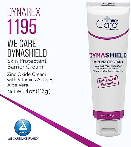 Dynarex DynaShield Skin Protectant Barrier Cream - Zinc Oxide Cream with Vitamins A, D, E
