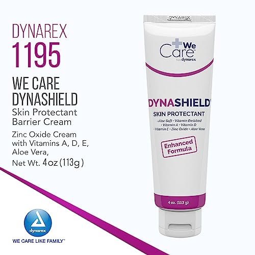 Dynarex DynaShield Skin Protectant Barrier Cream - Zinc Oxide Cream with Vitamins A, D, E, Aloe Vera - Protective Ointment