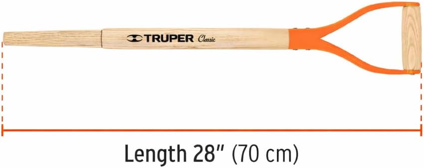 Truper Replacement Handle for Classic Shovel with Y Grip, 28-Inch Wood Handle, Anti-Rotation Fixing System (Model MG-PY / 15900)